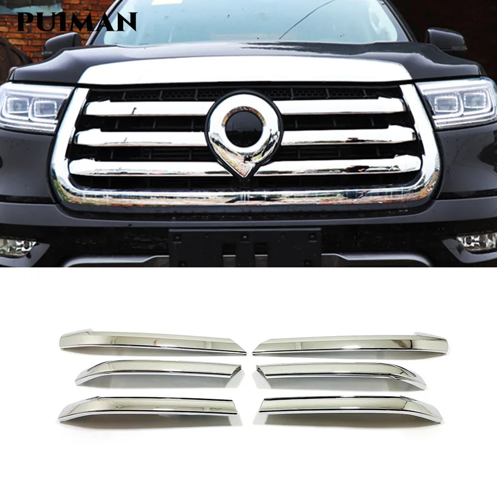 

Chrome/Black Car Front Grille Hood Engine decor Sticker Cover moulding For Great Wall Cannon GWM Poer Ute 2021 2022 Accessories