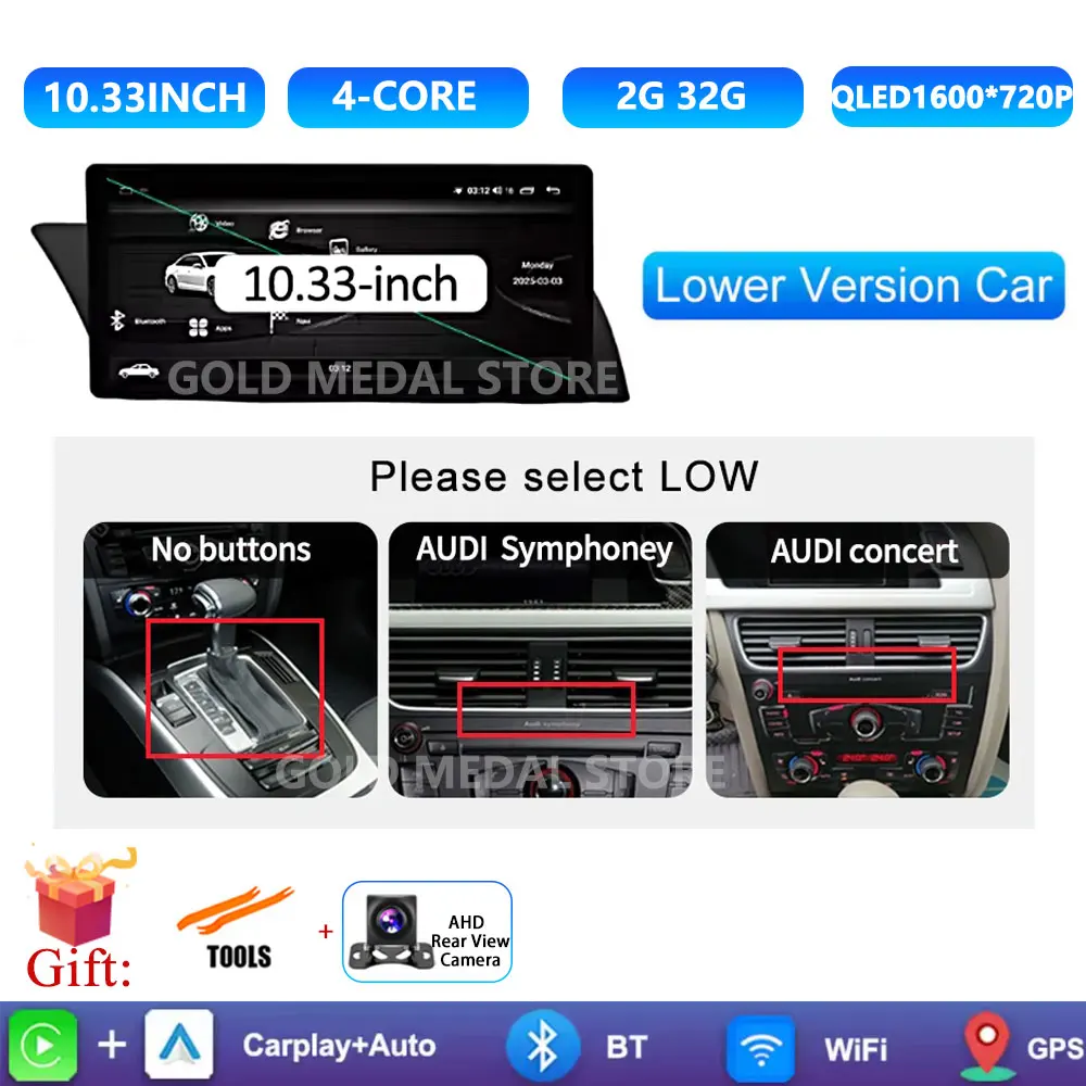 

Для Audi A4 B8 A5 2009-2016 GPS Navi Ультратонкий экран DSP Стерео WiFi Android 15 Беспроводной Carplay Автомобильный радиоприемник Мультимедийный плеер