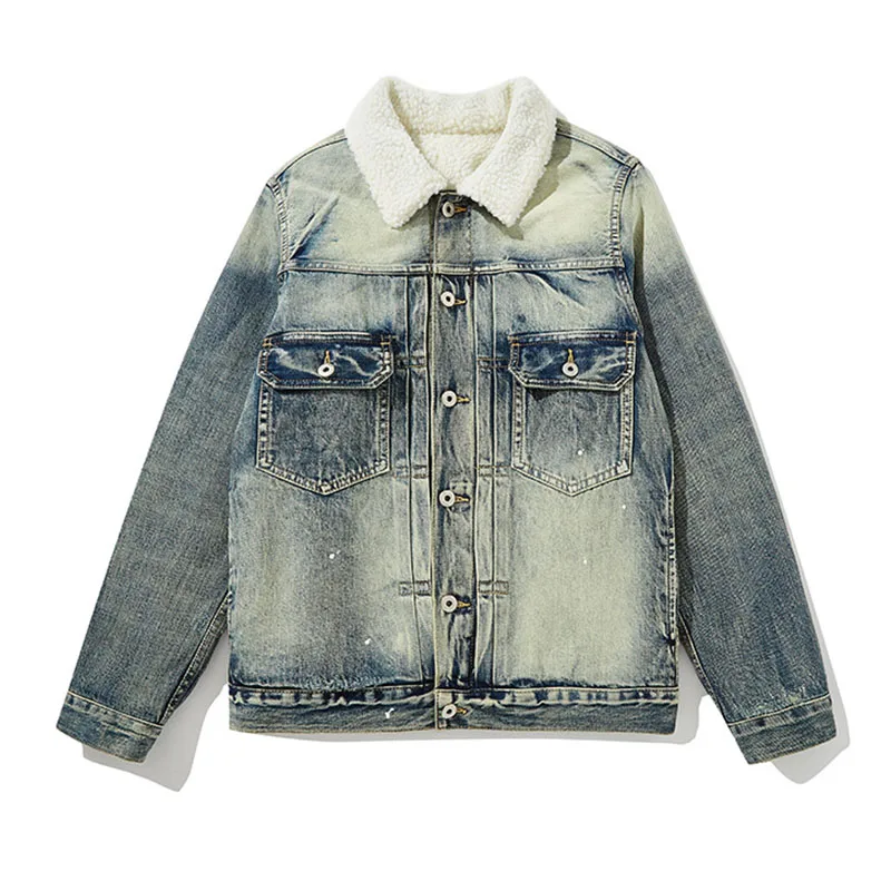 

Мужские зимние теплые джинсовые куртки, винтажные термальные повседневные пальто с флисовой подкладкой, свободная уличная одежда