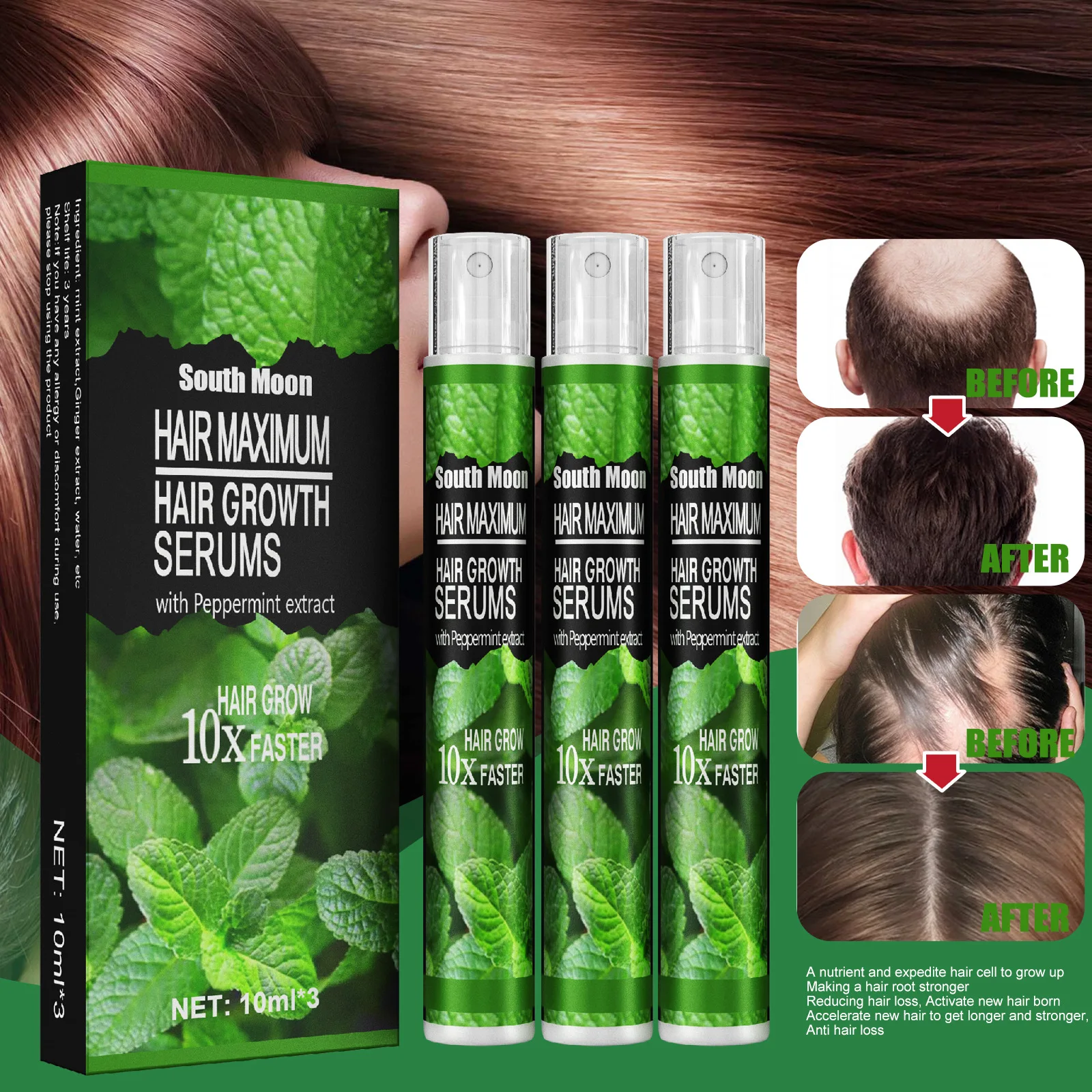 Three Scouts 10/30ml Hair Growth Spray Fast Grow Hair Oil Hair Loss Cure for Thinning Hair Growth Spray Products Hair Care for W