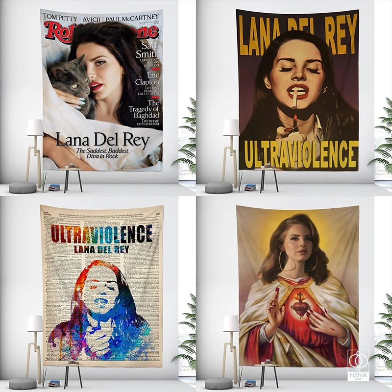 

Singer Lana Del Rey Vintage Wall Tapestry Born To Die Tapestries Boho Hippe Wall Carpets Bedroom Background Decoration 35X55cm