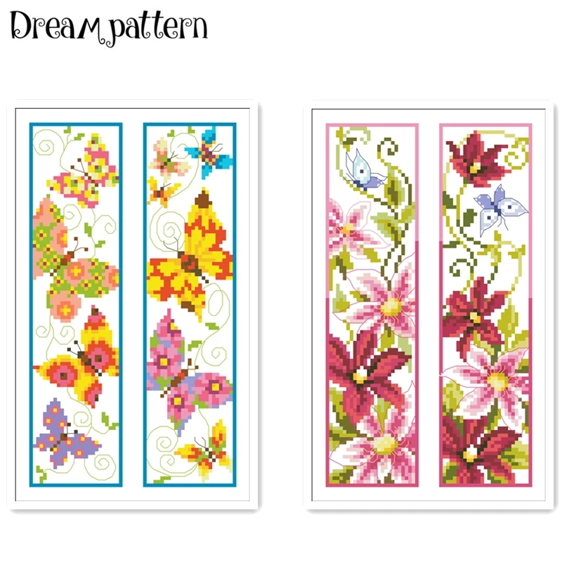 

Butterfly patterns on both sides bookmarks cross stitch kit counted 18ct 14ct Plastic Fabric needlework embroidery Craft kit