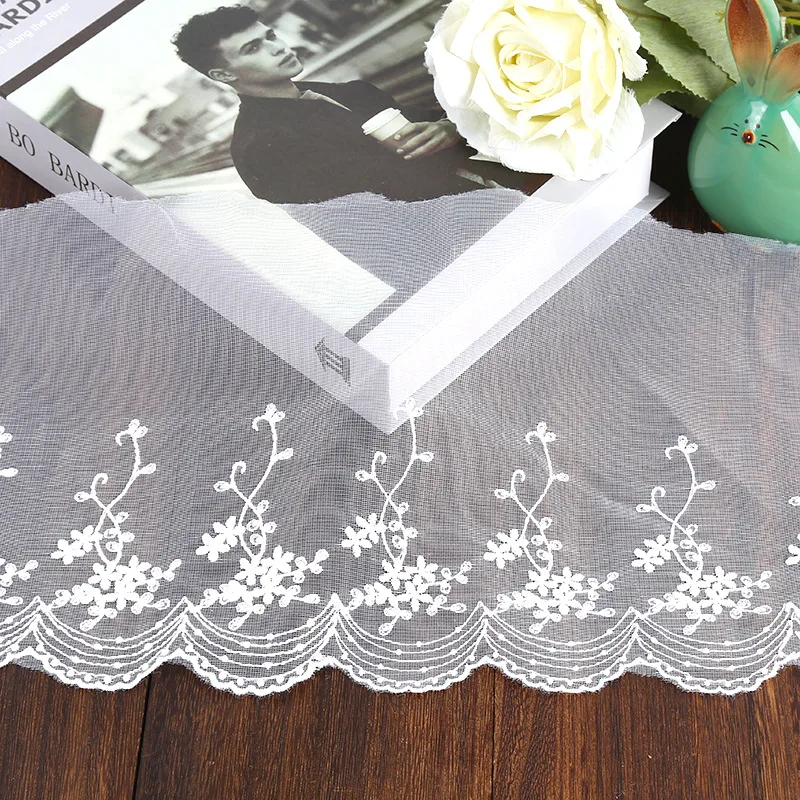 1Yards Cheap Embroidery Cord Lace Fabric Sewing Crafts 20cm White Ribbon Doll Accessories Laces For Clothes Guipure LW23 - купить по