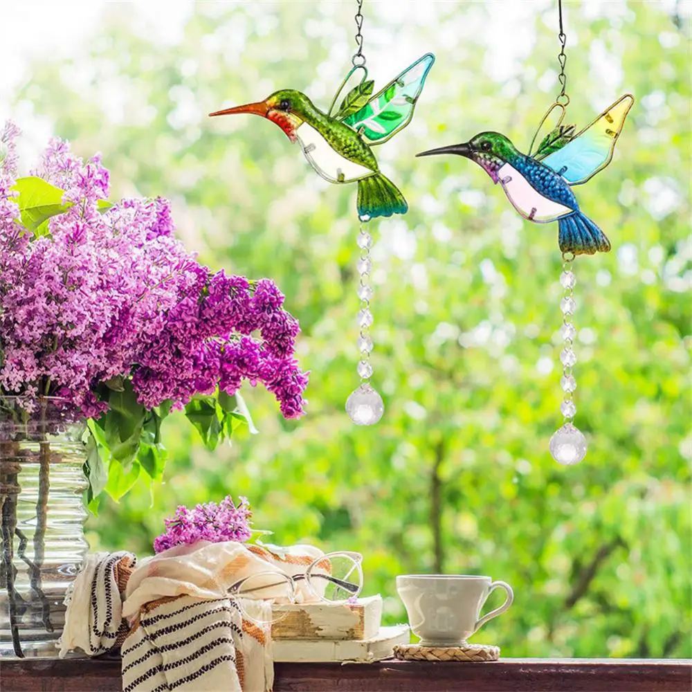 

Pendant Hummingbird Wind Chimes Glass Crafts For Wall Window Door Wind Chime Pendant 2023 Gardening Home Decoration Wind Bell