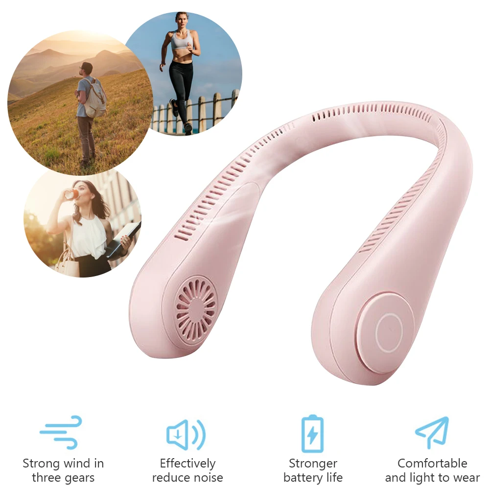 

Hanging Neck Fan Summer Air Cooling Fans Bladeless USB Rechargeable Mute Sports Running Neckband Fan
