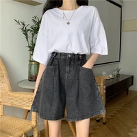 2022 summer denim shorts korean fashion casual student wide leg pants womens jeans streetwear women pants high waist shorts