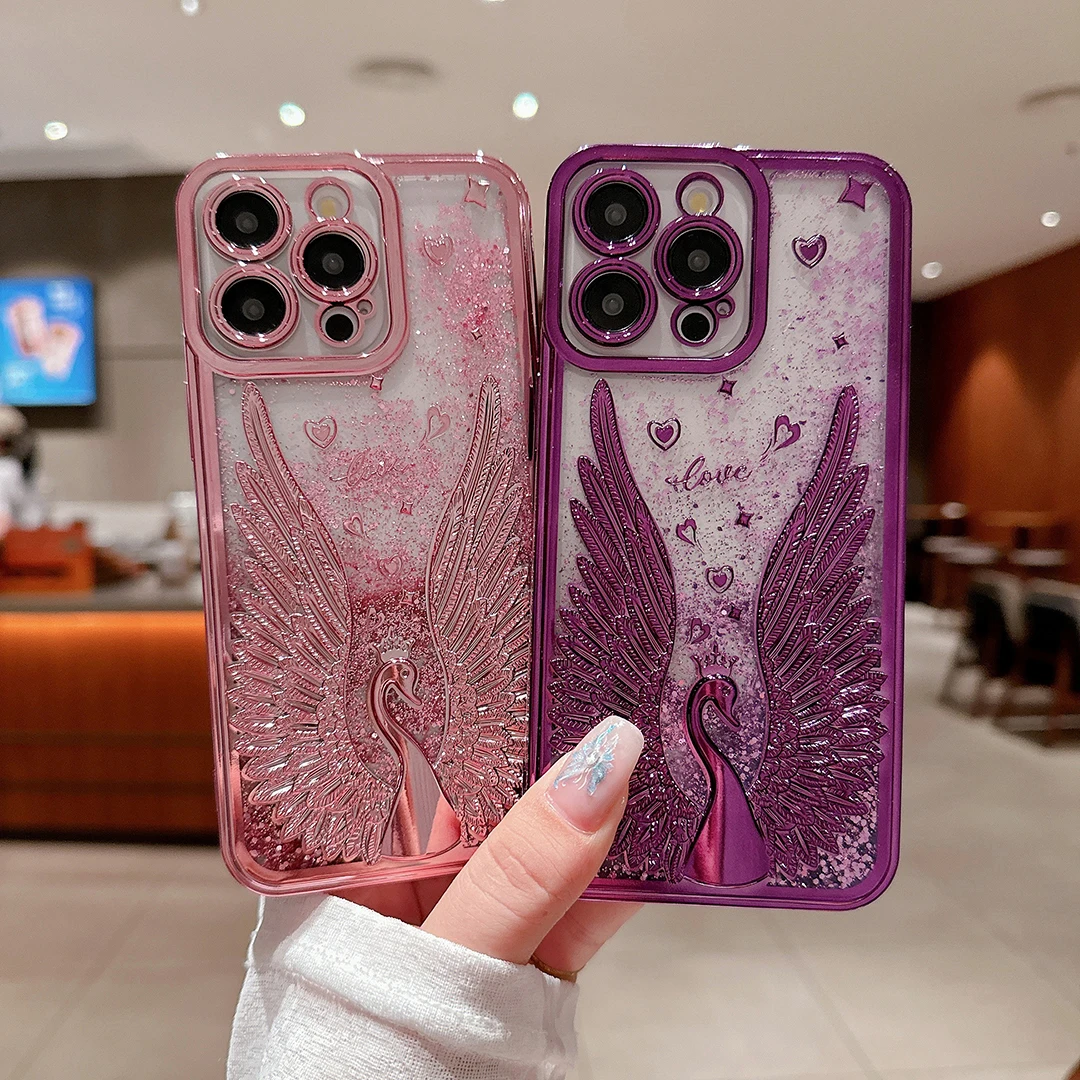 Чехол зыбучий песок для iPhone 16 15 14 13 12 11 Pro Max Plus прозрачный мягкий ударопрочный