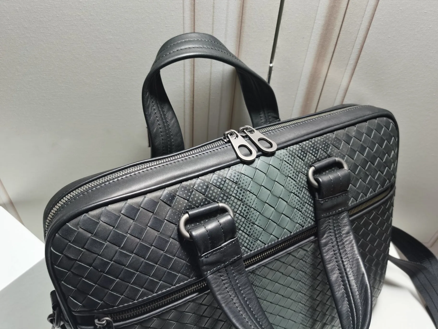 Waterproof Black Men Briefcase Luxury B Brand Fashion Knitting Design Laptop High Quality business Large Capacity Messenger Bag