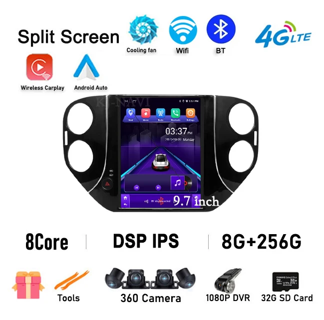 

9,7-дюймовый автомобильный радиоприемник-мультимедийный плеер для VW Volkswagen Tiguan 1NF 2007 2008 2009 2010 2011 2012-2016 Android 16 Carplay GPS Стерео