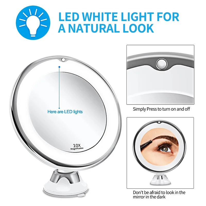 

Makeup Mirror 10 Times 14 Led Touch Screen Makeup Mirror 360° Rotating Eye Makeup Magnifying Mirror Portable Vanity Makeup Tool