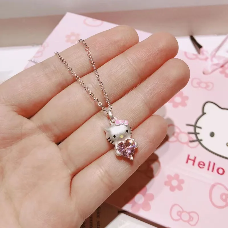 

Розовое ожерелье Hello Kitty из мультфильма, милое ювелирное изделие Sanrio, ошейник-цепочка для девушки, подруги, аксессуары для пары Hello Kitty, праздничный подарок