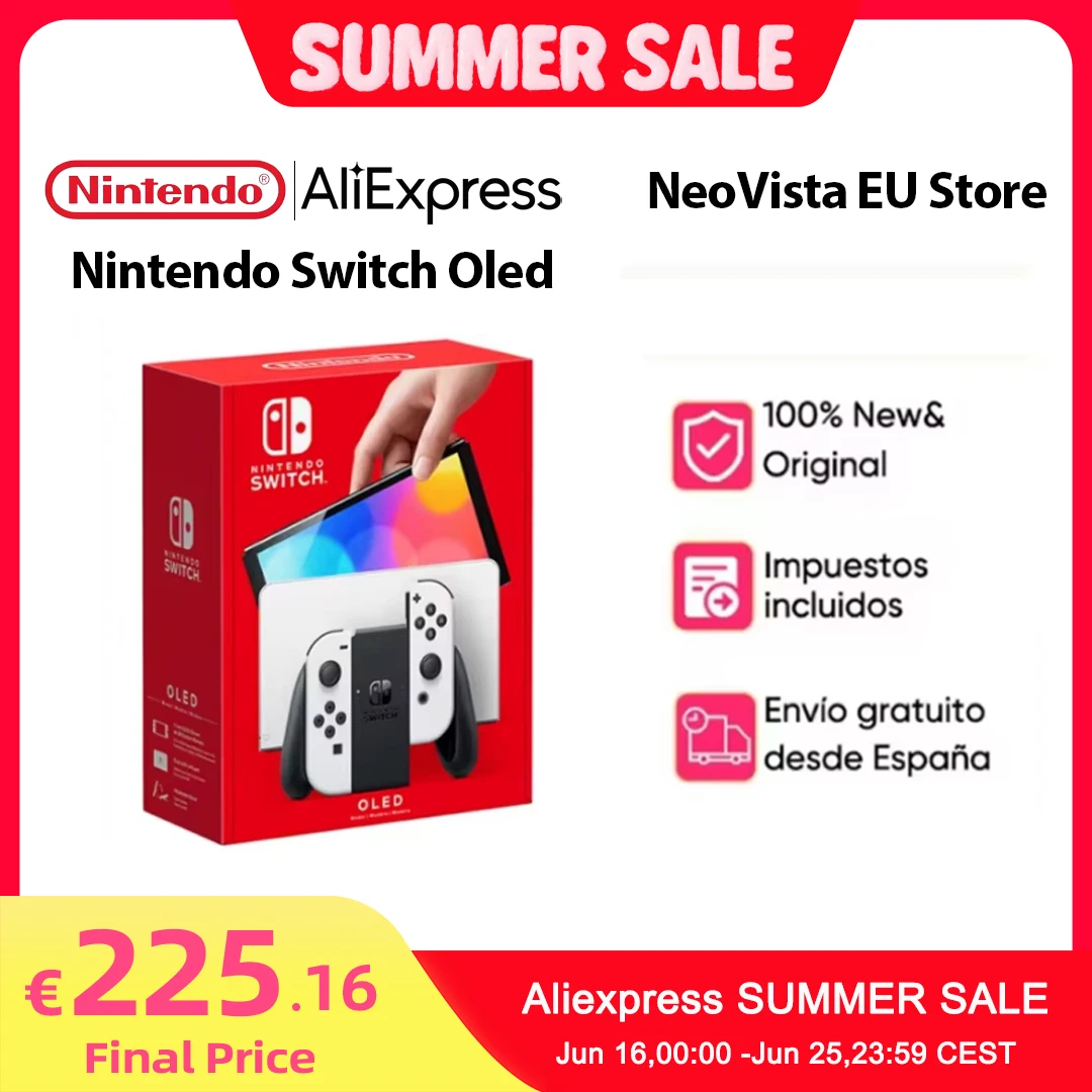 Consola de juegos OLED Nintendo Switch, juego de pantalla táctil de 7 pulgadas y 3 modos de juego, blanco, azul y rojo, 64GB