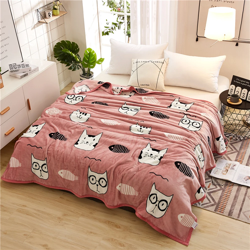 

Svetanya Cat Cartoon Blanket Sofa Throws Winter Warm Sheet