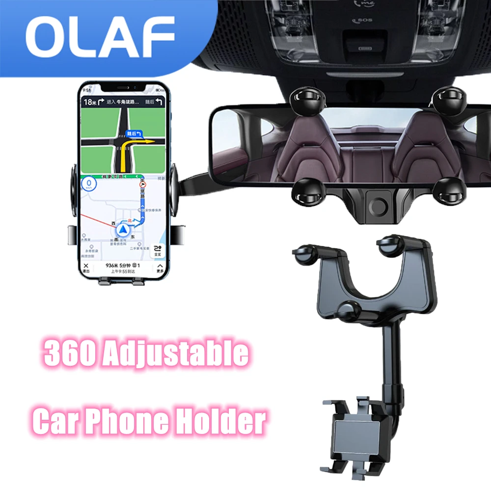 

Olaf 360 ° держатель телефона для автомобильного зеркала заднего вида крепление телефона и GPS держатель Универсальный вращающийся Регулируемы...