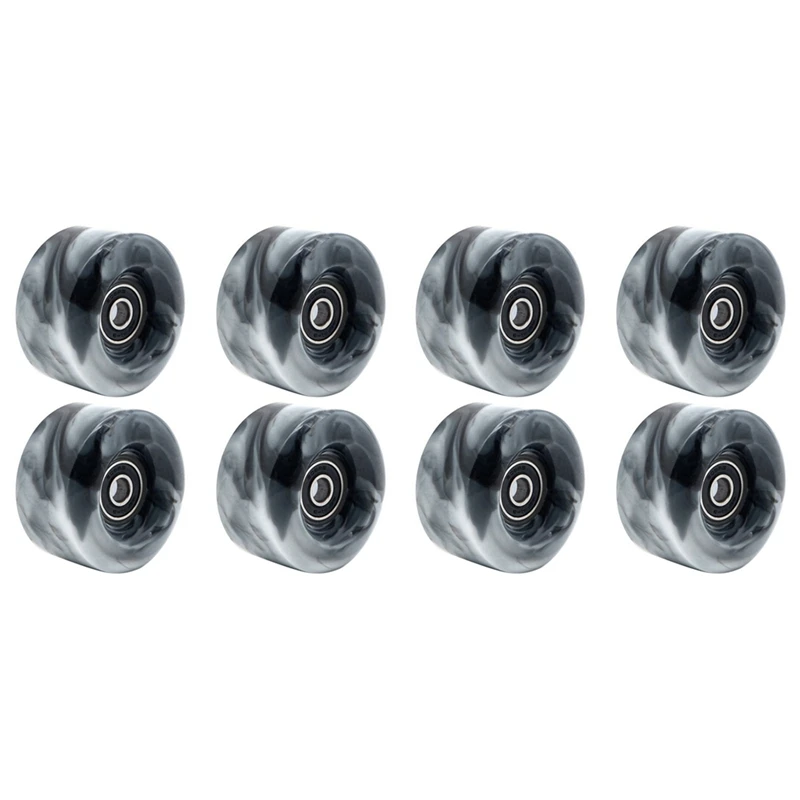 

Top!-8 Pcs Roller Skate Wheels With Bearings For Double Row Skating And Skateboard 32Mm X 58Mm 82A,Black