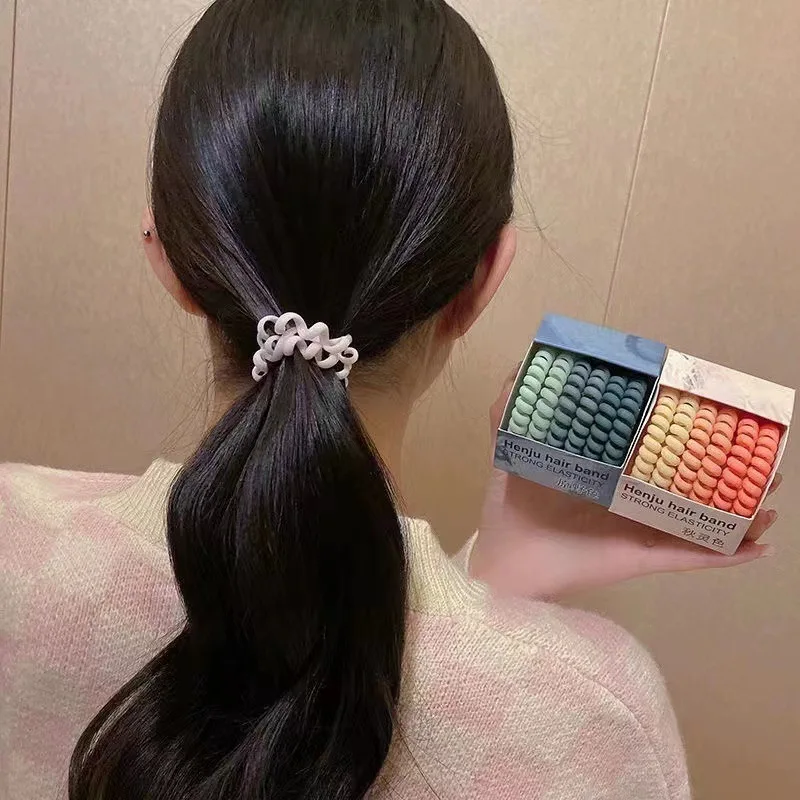 6 шт./коробка эластичные силиконовые запястья для прически конский хвост