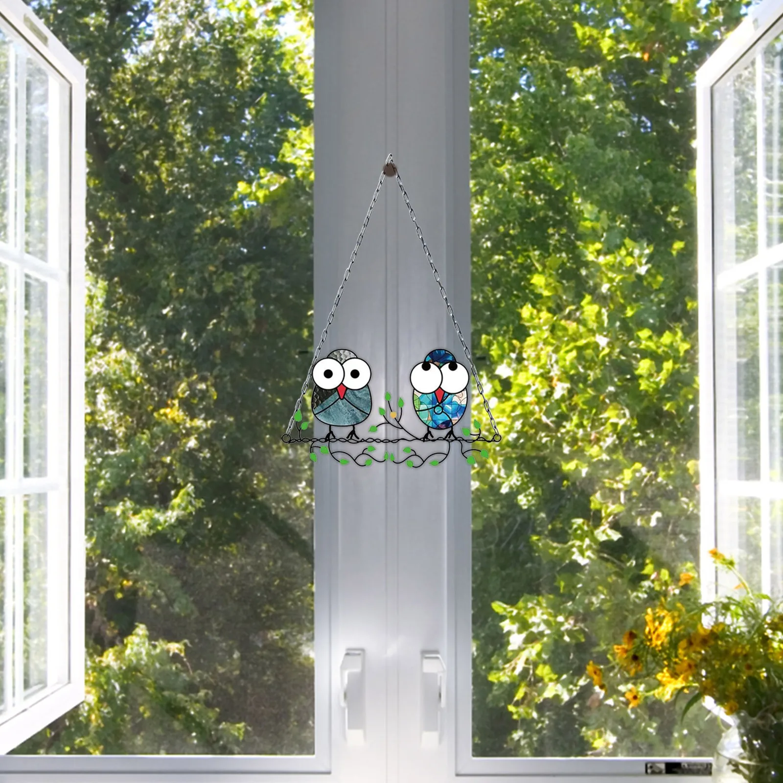 1 шт. Весенняя цветная витражная подвеска в виде птиц Ловец Солнца настенная