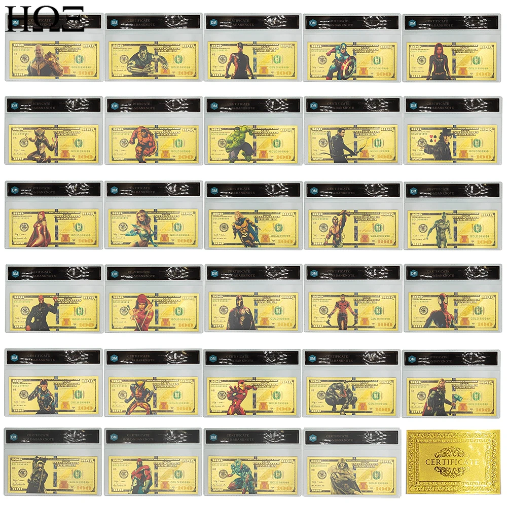 

Film and Television Surrounding 31 Style Gold Foil Banknotes 24K Gold-plated Plastic Card Protective Cover Set Collection Gifts