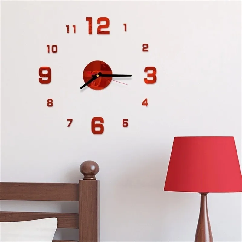 3D Wall Clock Luminous Frameless Digital Clock Acrylic Mirror Wall Stickers Home Living Room Bedroom Office Decor Hanging Watch images - 6