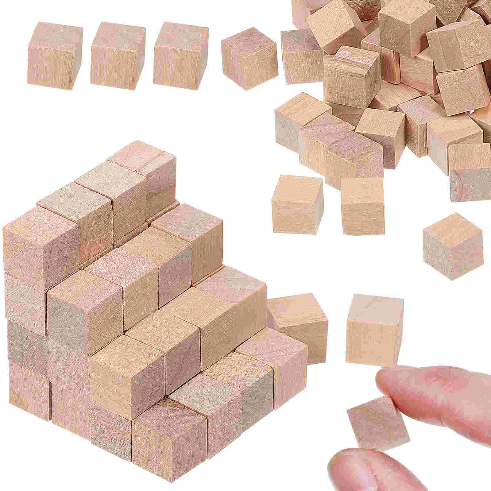 

400 Pcs Educational Building Blocks Crafts Carving Blank Wood Squares Wooden Cubes Unfinished