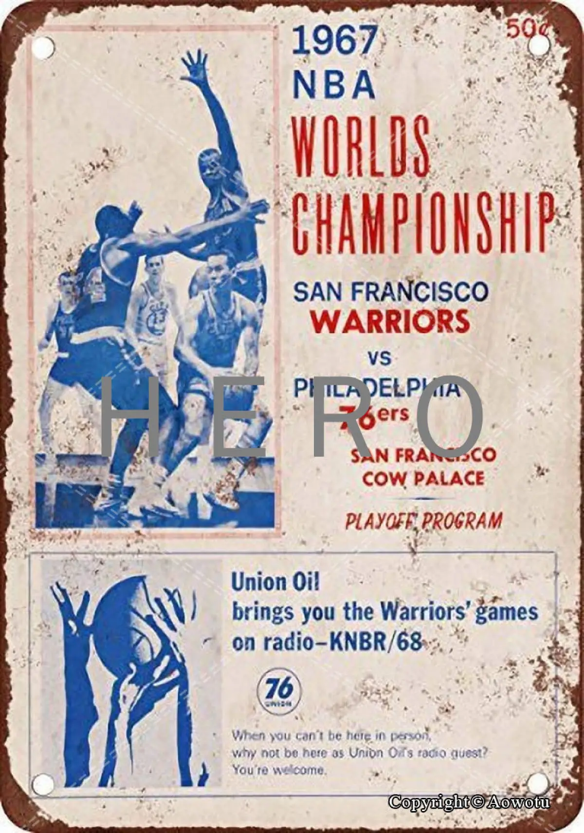

Pro Basketball Championship 76ers vs. Warriors Vintage Tin Sign Art Iron Painting Rusty Poster Decoration Aluminum plaque