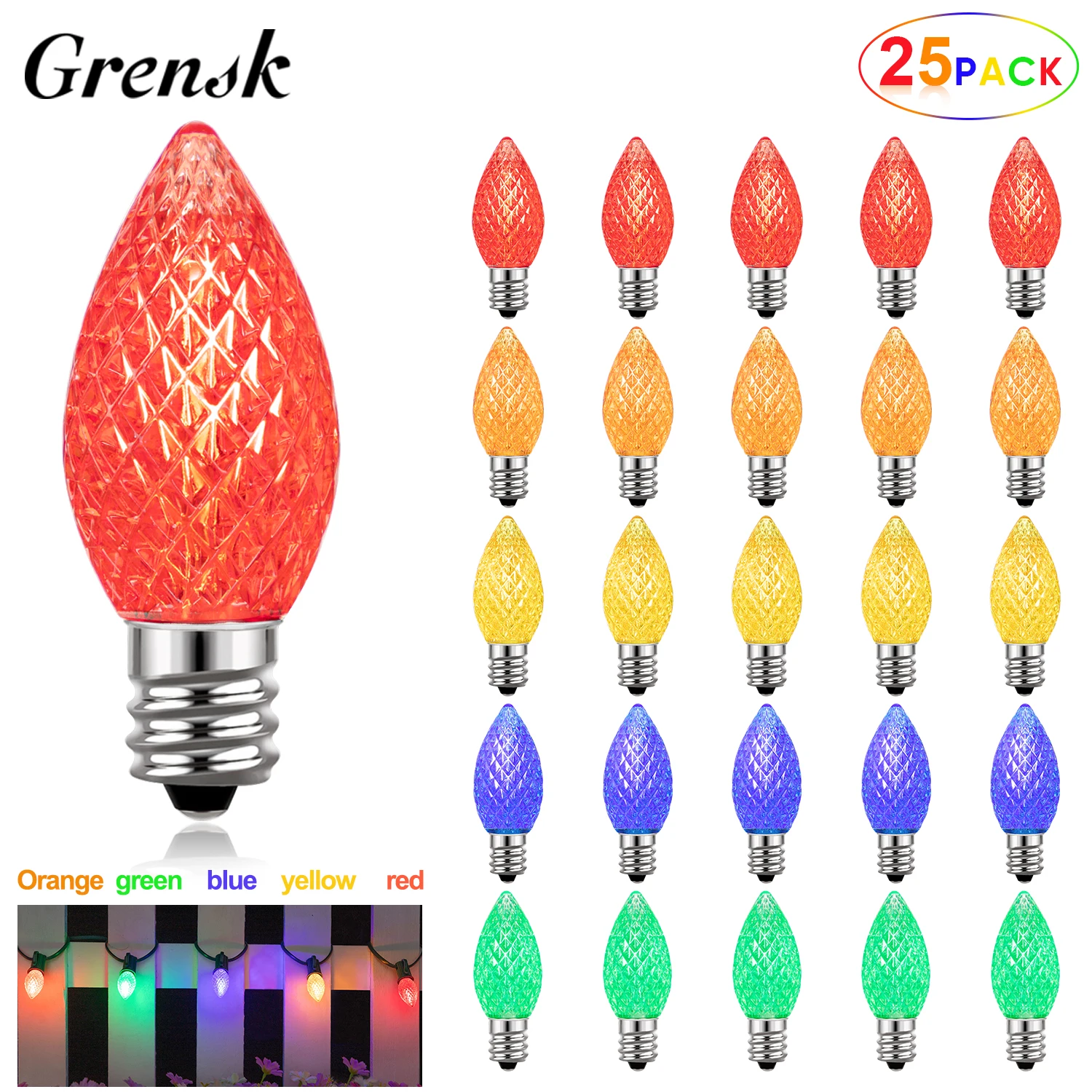 Светодиодные лампочки Grensk C7 1Вт разноцветные