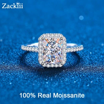 Certified Radiant Cut Moissanite Engagement Ring 1CT 2CT Colorless VVS Diamond Proposal Rings Sterling Silver Weddig Band Gifts