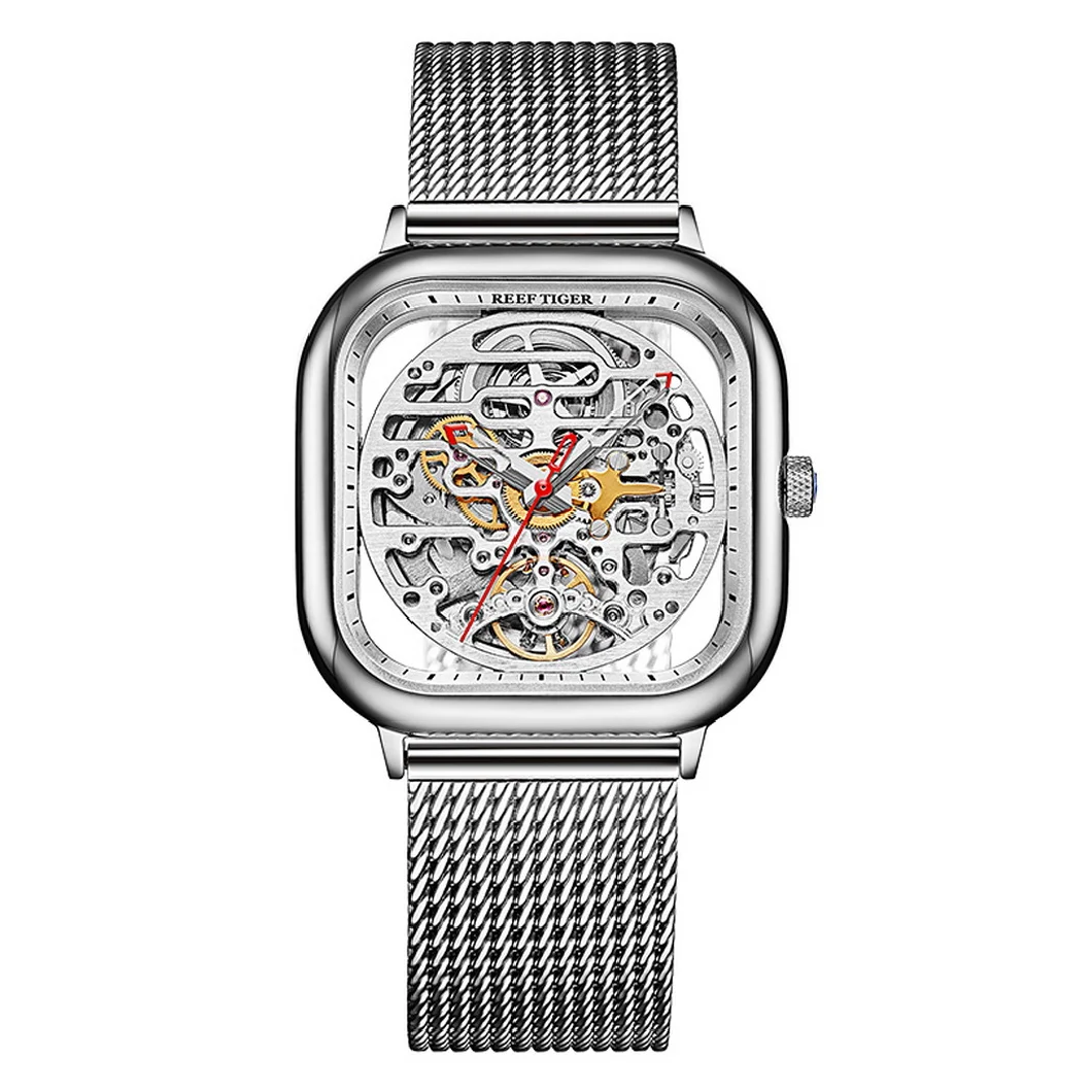 

Reef Tiger Mens Automatic Watches,Men Watch Top Luxury Brand Self Wind Mechanical Wristwatch Waterproof Sapphire Skeleton Dial