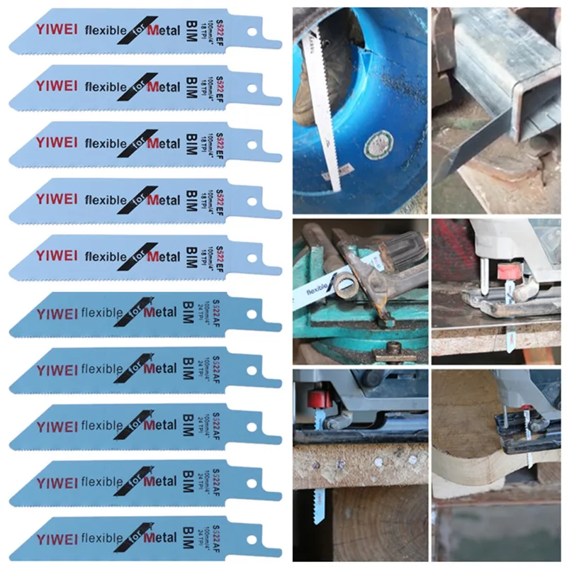 

5PCS 240MM HCS Reciprocating Saw Blades S1531L S123XF Cutting Curve Hacksaw Blades Power Tool Accessories For Forest Wood Metal