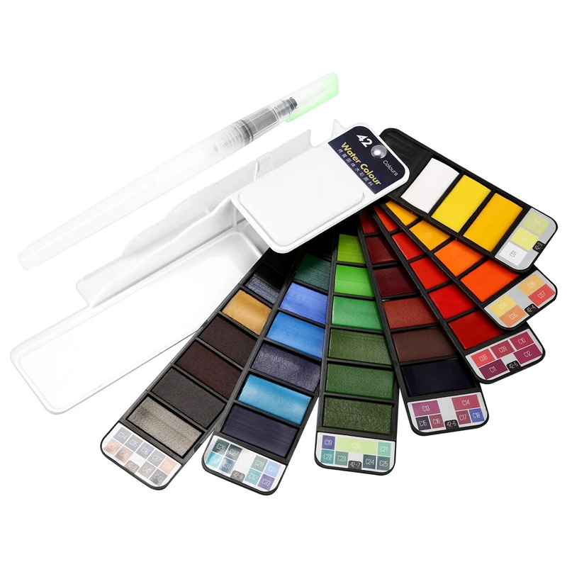 

Pigment Paints Set Solid Watercolor With Waterbrush For Drawing Painting Watercolors Collapsible Suit
