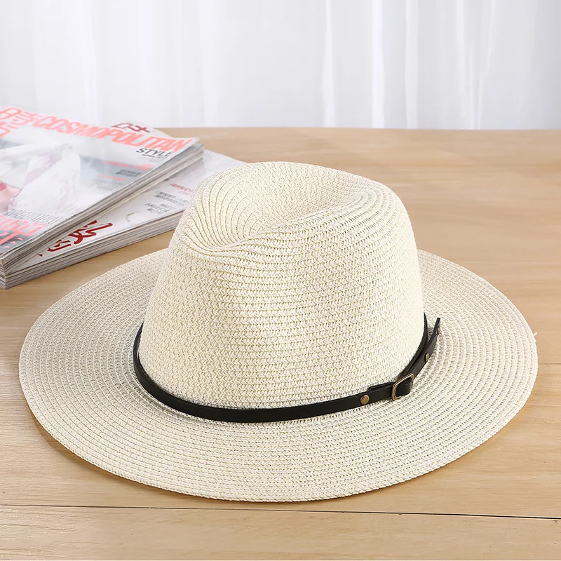 

Women Summer Toquilla Straw Sun Hat For Elegant Lady Wide Brim Homburg Fedora Sunbonnet Beach jazz Panama Cap for men