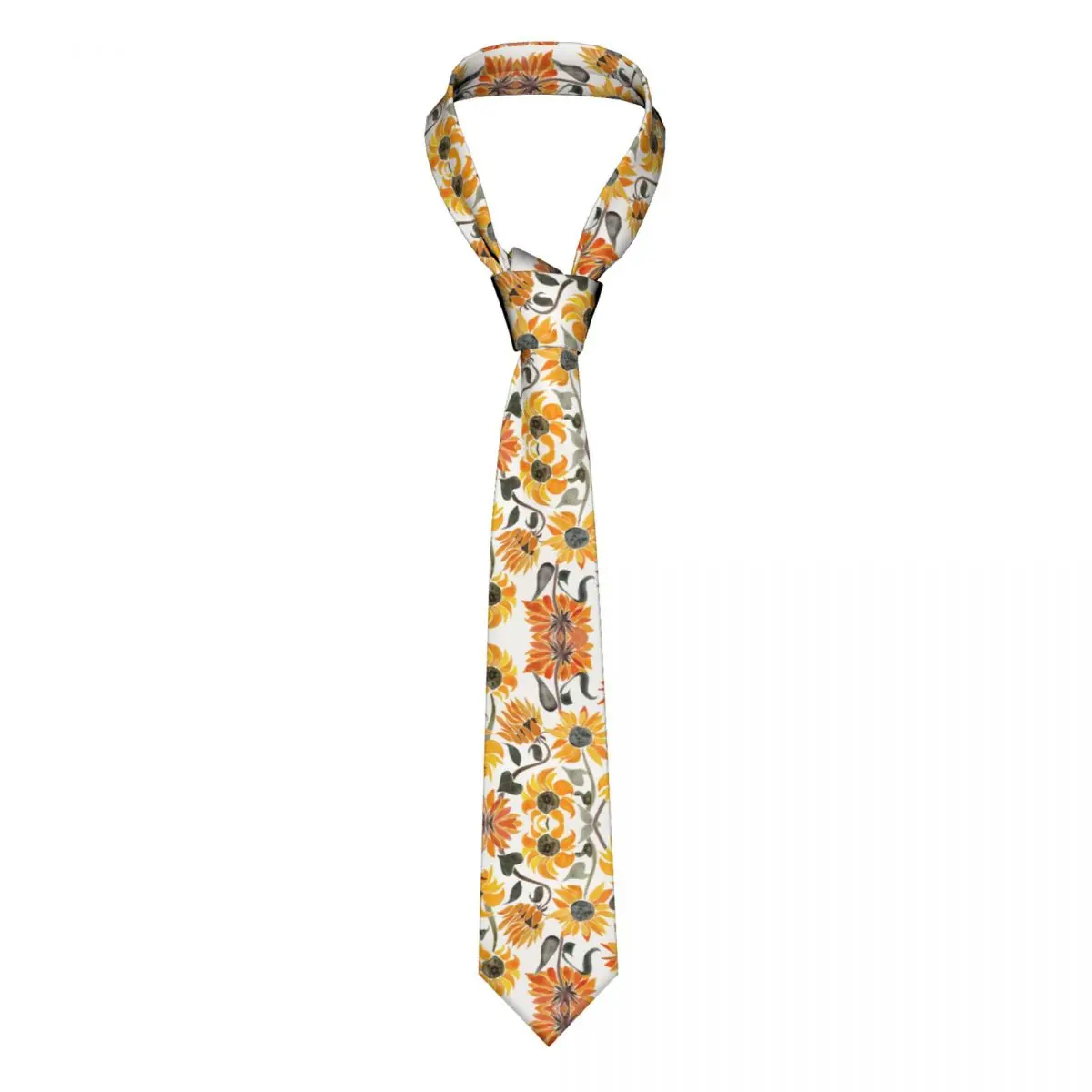 

Sunflower Watercolor Men Neckties Slim Polyester 8 cm Classic Sunflower Summer Daisy Neck Tie Shirt Accessories Cravat Business