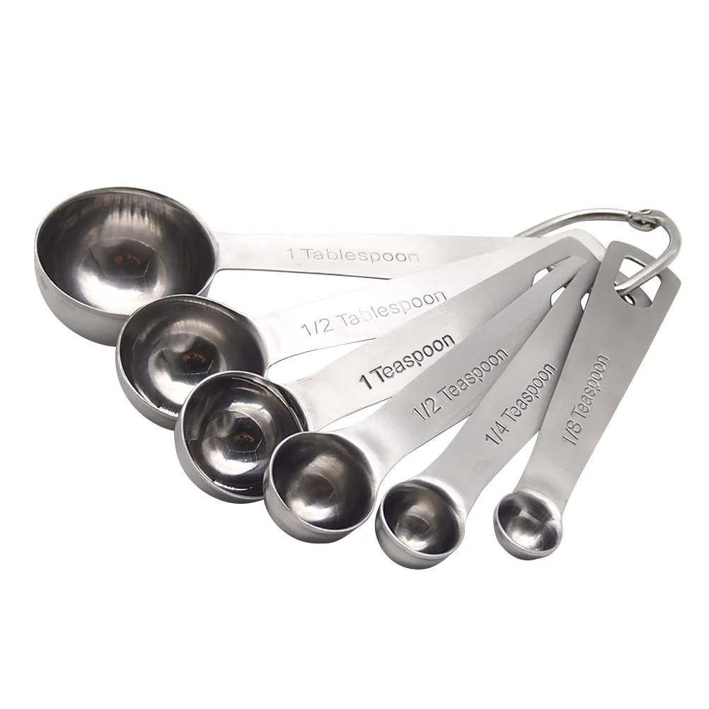 

6 Pcs Measuring Cup Measuring Spoons Round Stainless Steel Teaspoon Kitchen Teaspoon Measuring Spoons Kitchen Teaspoon