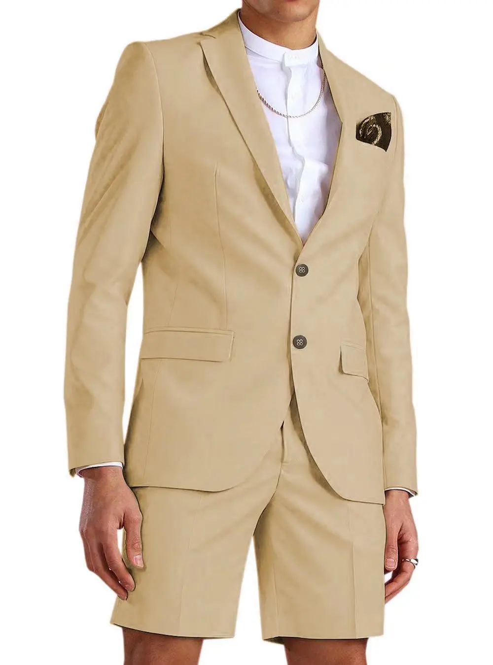 

Male Blazer Set Jacket With Shorts Solid Color 2PCS Single Breasted Notch Lapel Men Suits Slim Fit Business Party Wedding Prom