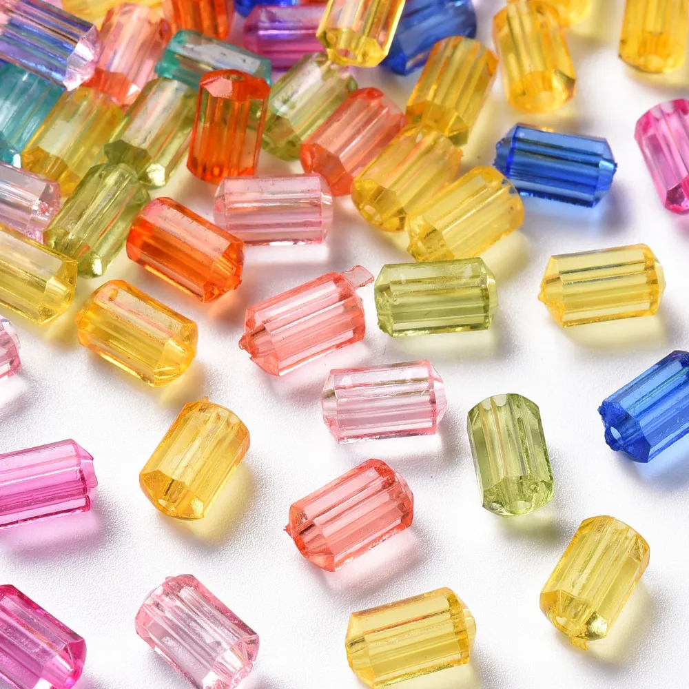 

500g Transparent Acrylic Beads Faceted Polygon Mixed Color 9x5mm Hole: 1.8mm about 3496pcs/500g