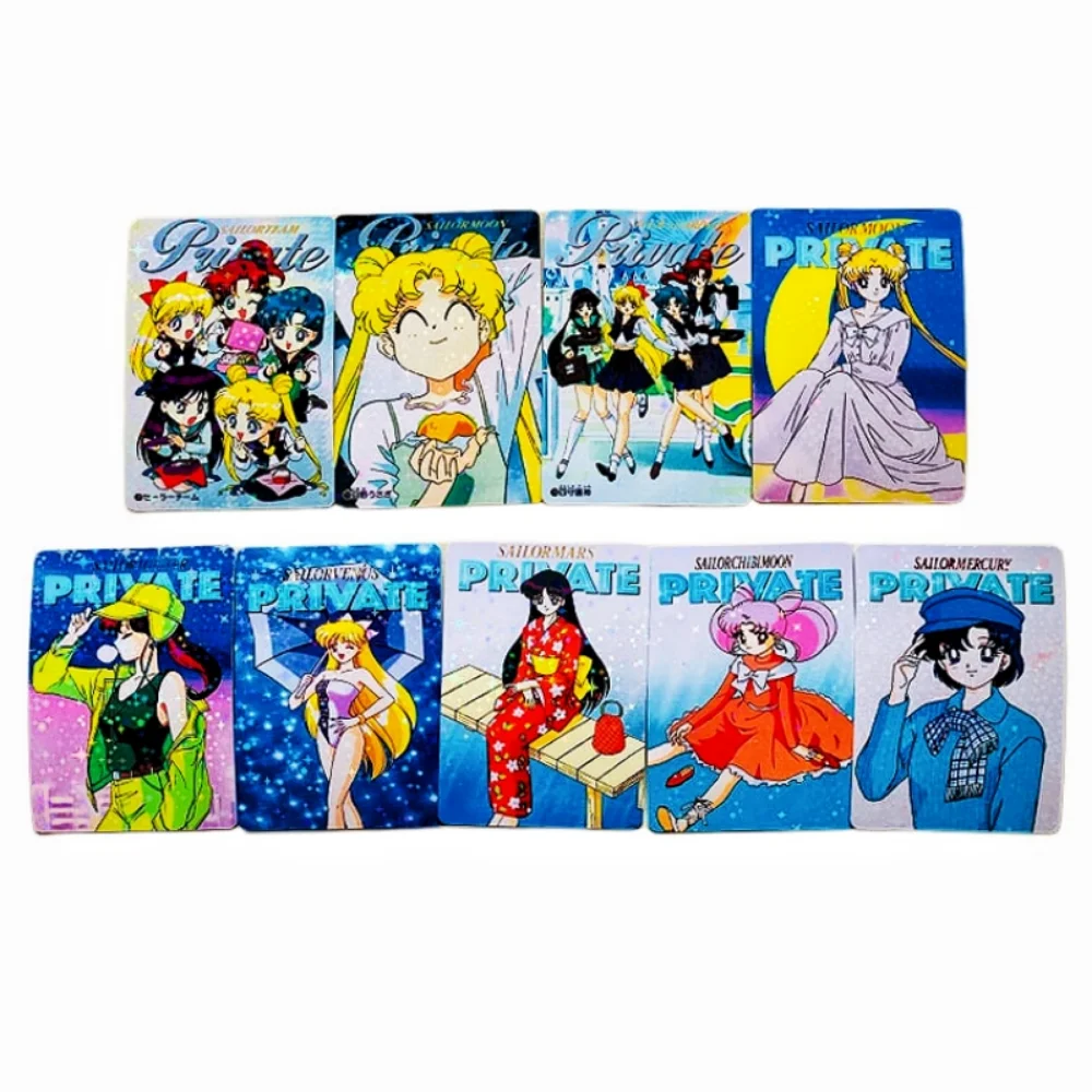 

9pcs/set Sailor Moon Animation Characters Tsukino Usagi Chiba Mamoru Mizuno Ami DIY Flash Card Anime Game Collection Cards Toy
