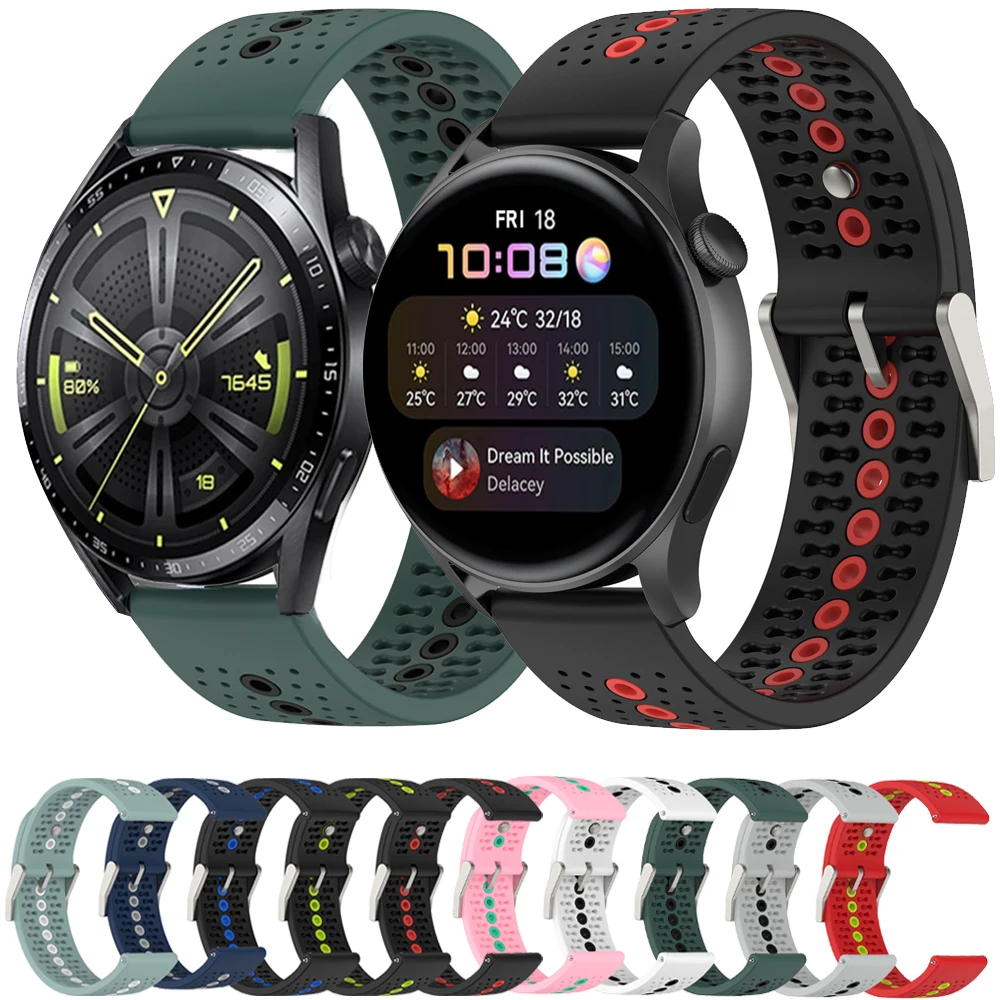 

Ремешок силиконовый для Huawei Watch GT 3 2 Pro 2e 46 мм/gt Runner, спортивный браслет для наручных часов, gt3 gt2