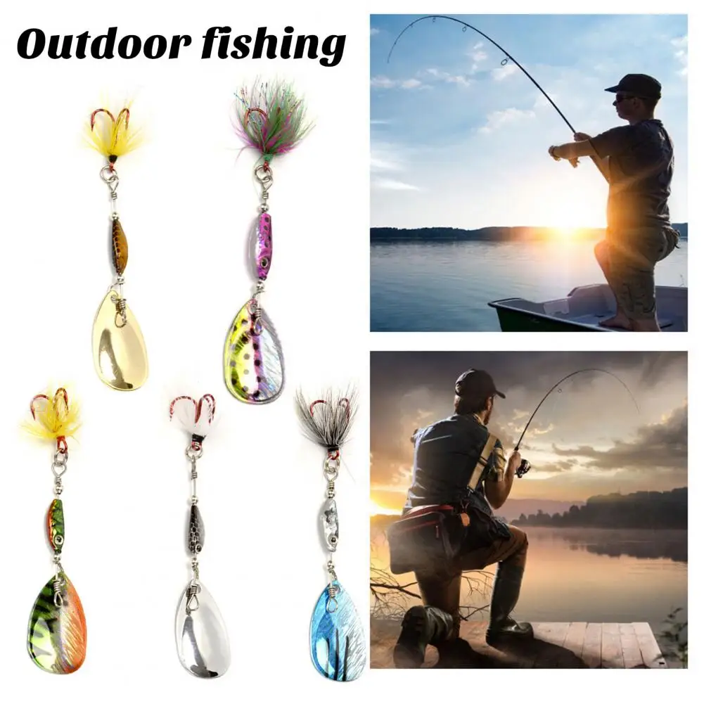 

Fake Lures Vibrant Color Spinner Sequin Design 5pcs Compact Size Fishing Lures with Sharp Hook Artificial Baits for Ultimate