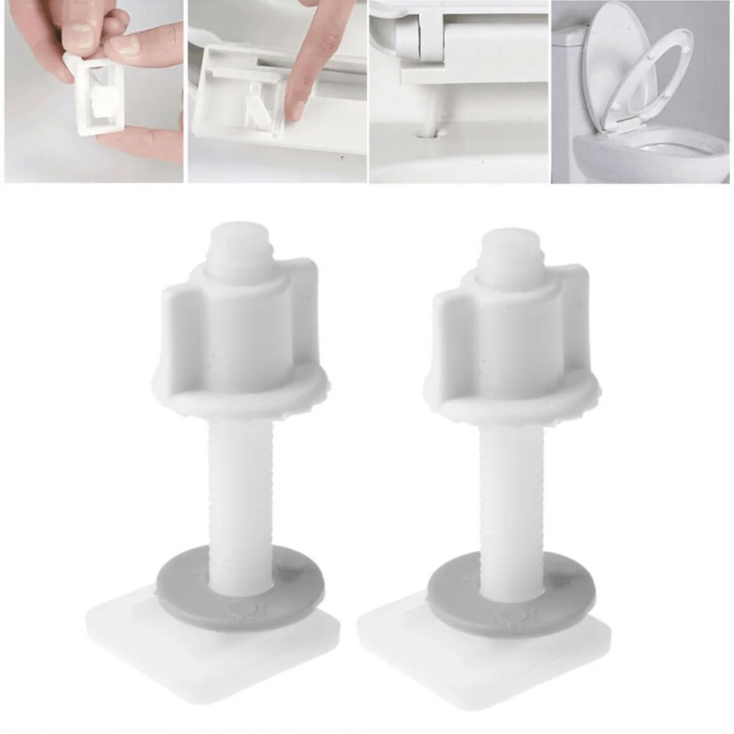 

2 Pcs Plastic Toilet Seat Hinge Repair Bolts + Fitting Screws +Washers Kit Accessories Universal Household Replacement
