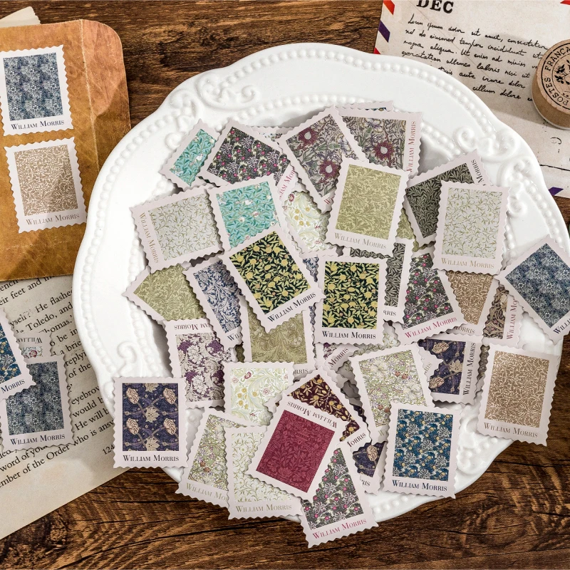 

46PCS Morris Pattern Aesthetic Stickers Decoractive Scrapbooking Child Accessories DIY Phone Sticky Sticker Flakes for Kids