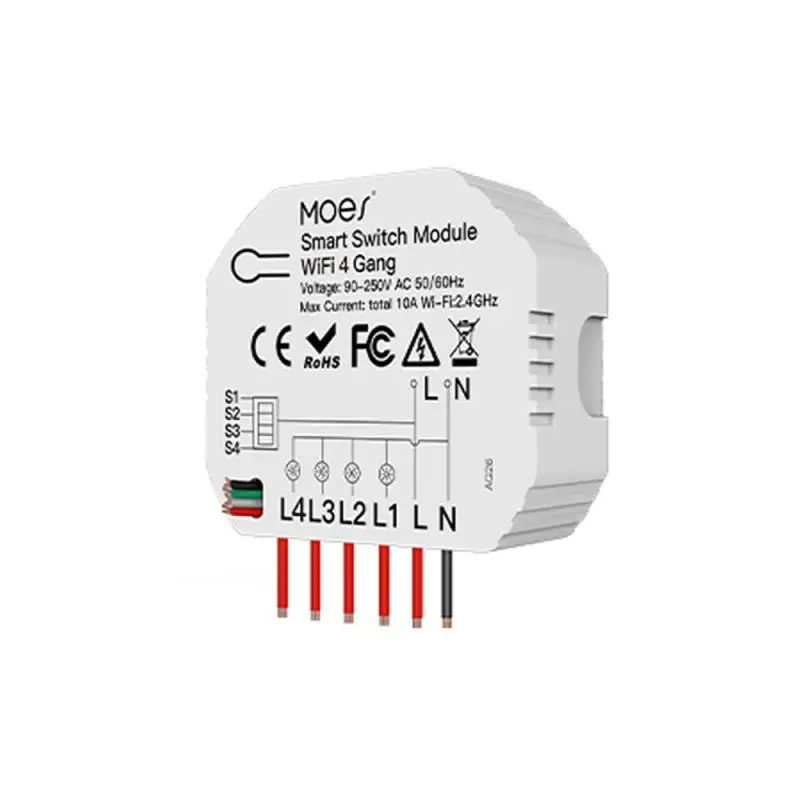 

Беспроводной смарт-выключатель, дистанционное управление, Wi-Fi 4 Gang Breaker Mini Diy модуль, 2-стороннее управление