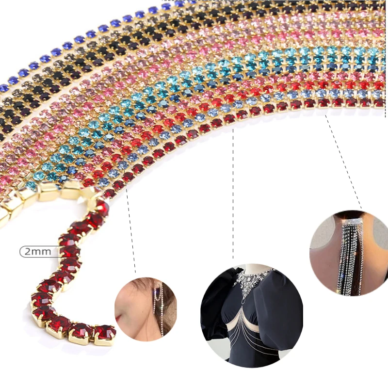 

10colors Claw Sewing Rhinestones Crystal Tassel Diy Clothes Earring Accessories Beads Diamond Rhinestone Chain Nail Chain