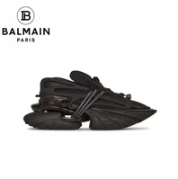 Balmain Split Sole Lace Up Trainers Round Toe Knit Leather Chunky Sock Boots Women Running Pull Tab Heel Ankle-length Sneakers