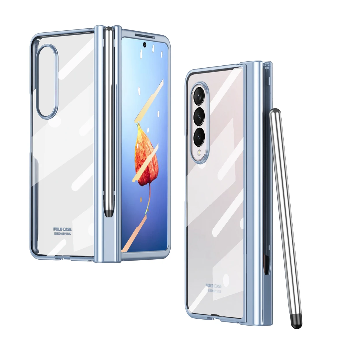 

For Samsung Galaxy Z Fold 4 5G Transparent Case Fold4 Fold 3 2 Fold2 Fold3 ZFold4 Double Hinge Glass Film Plating Phone Case