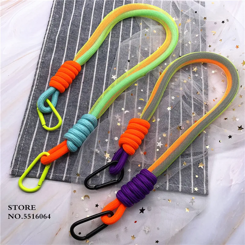 Флуоресцентные цветные регулируемые ремни волнистый короткий ручной шнурок
