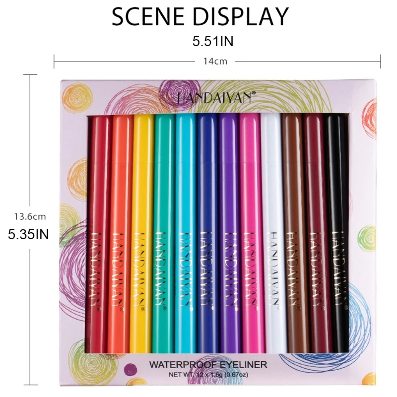 

12 Colors Matte Colorful Liquid Eyeliner Set Great Versatility Waterproof High Pigmented Smudgeproof Drop Shipping