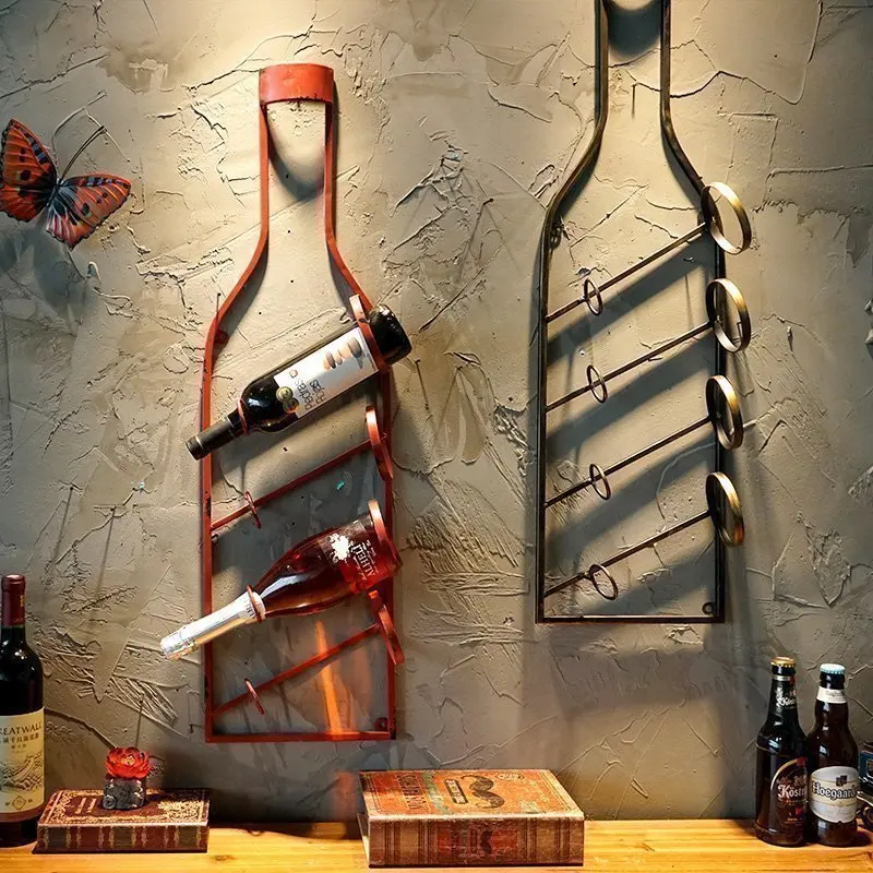 

Iron Wrought Wine Exquisite Rack Vintage Craft Wall D Decoration Iron Workmanship European Wine Wrought Wine Vintage Rack Bottle