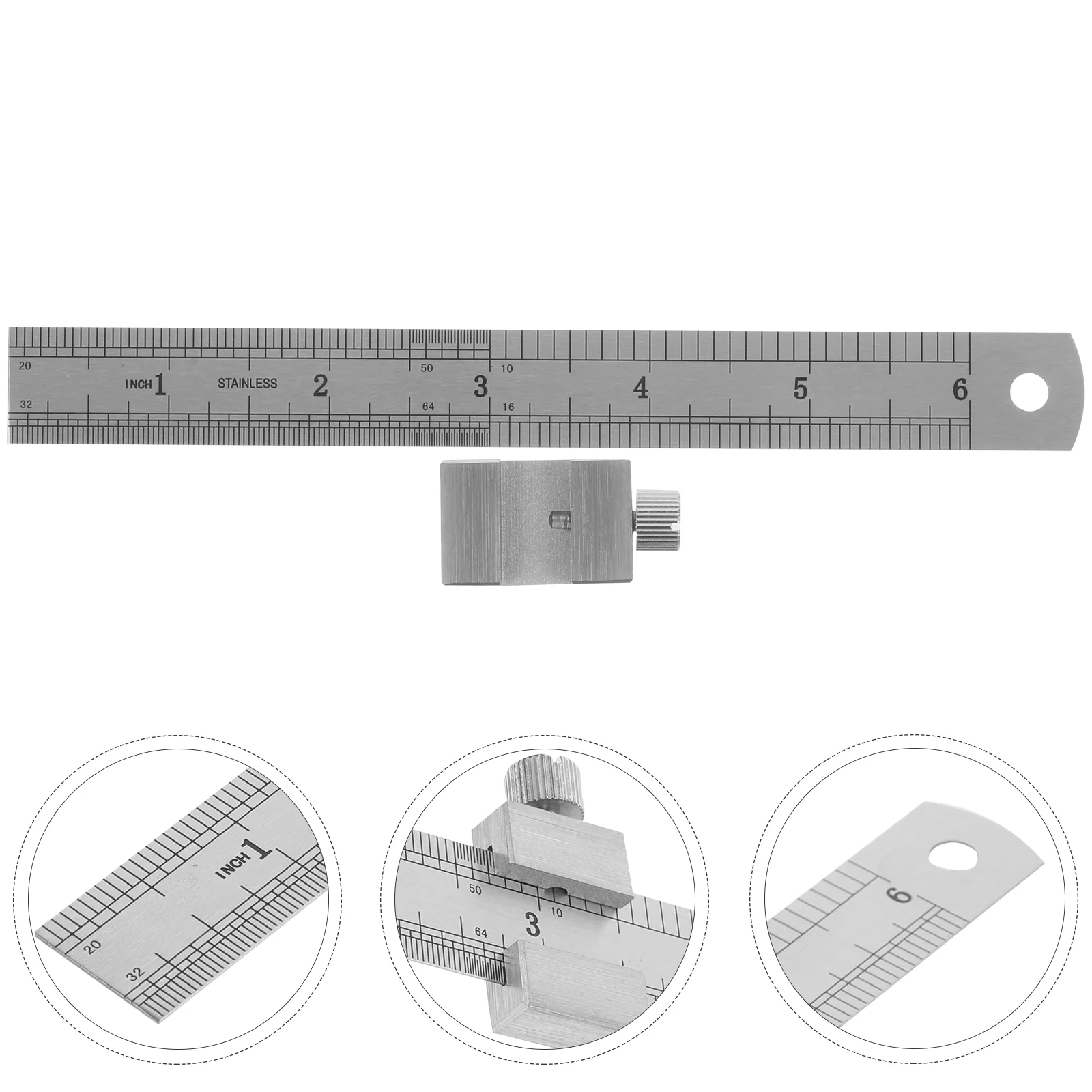 

1 Set Stainless Steel Ruler Straight Scale Measuring Tool with Ruler Stopper