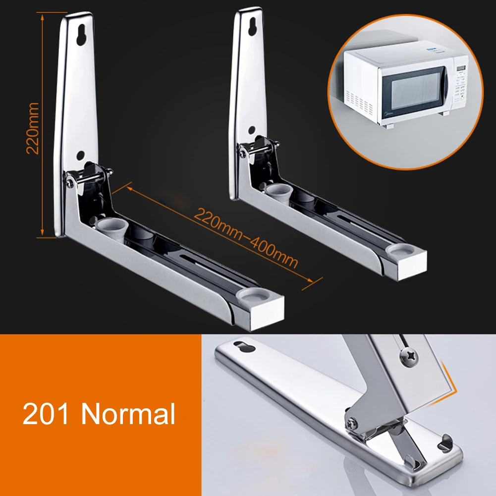 

Wall Mount Bracket Foldable Stainless Steel Shelf Rack For Microwave Durable