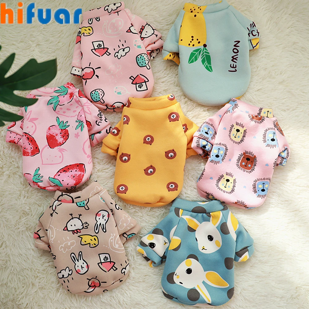

Cute Print Small Dog Hoodie Coat Winter Warm Pet Clothes for Chihuahua Shih Tzu Sweatshirt Puppy Cat Pullover Dogs Pets Clothing